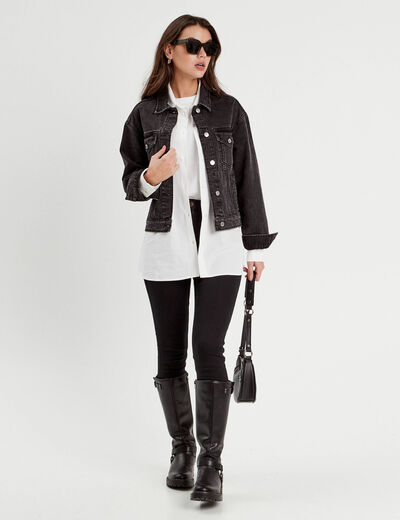 Jeans skinny push-up denim noir femme