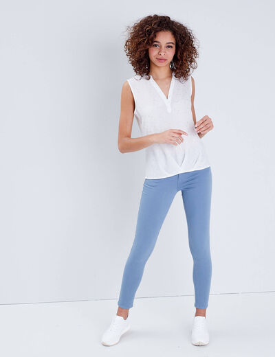 Blouse sans manches blanc femme
