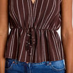 Blouse sans manches col v marron femme