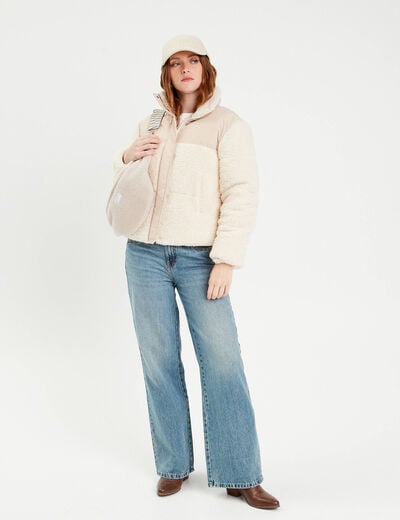 Doudoune effet polaire ecru femme