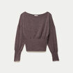 Pull col bateau manches longues marron fonc&eacute; femme