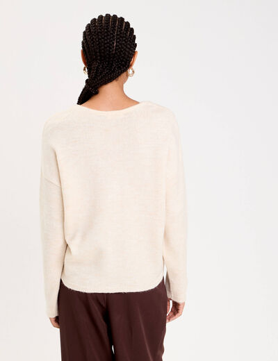Gilet boutonn&eacute; avec col en V sable femme