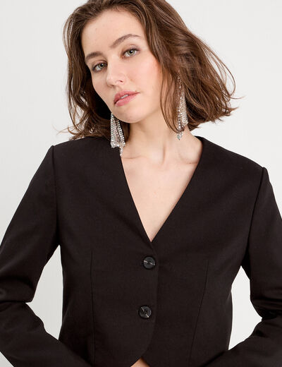 Veste blazer courte noir femme