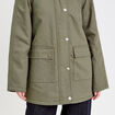 Veste droite mi-longue en coton vert kaki femme