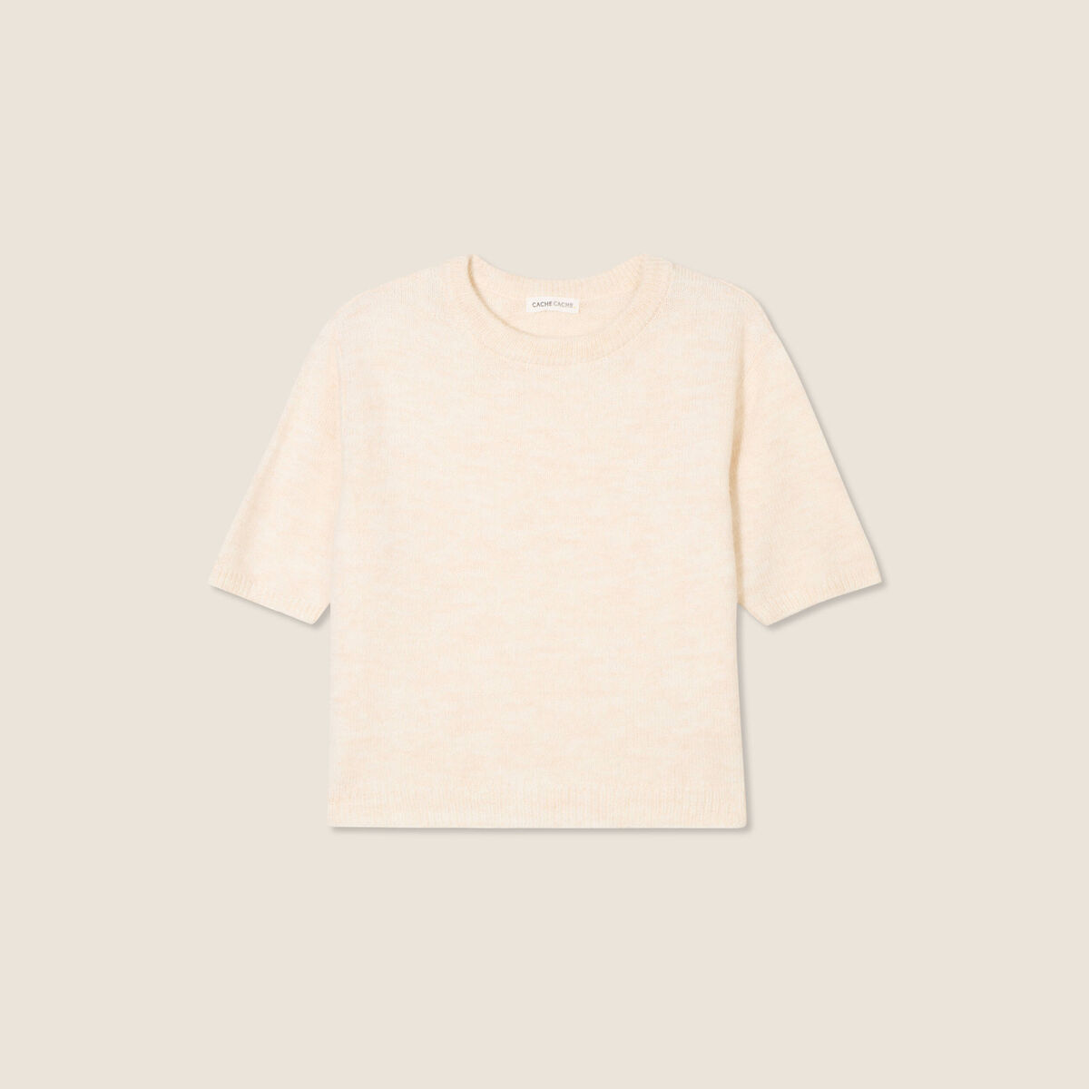 Pull manches courtes sable femme
