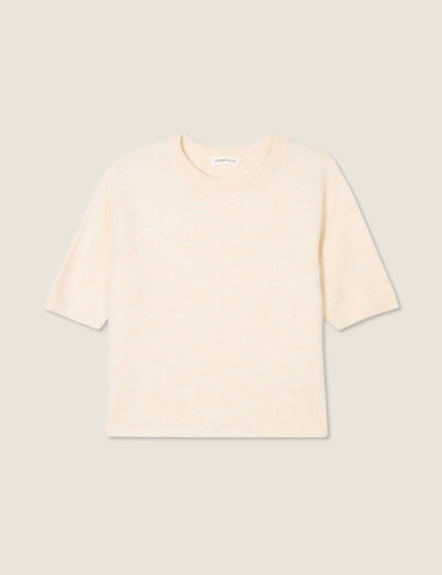 Pull manches courtes sable femme