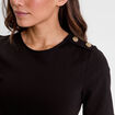 Top cintr&eacute; col rond manches longues noir femme