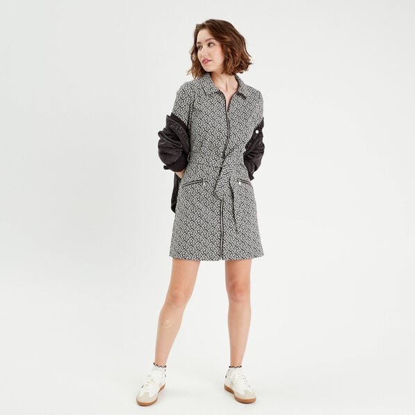 robe droite zippee ceinturee noir femme Robe droite zippée ceinturée noir femme