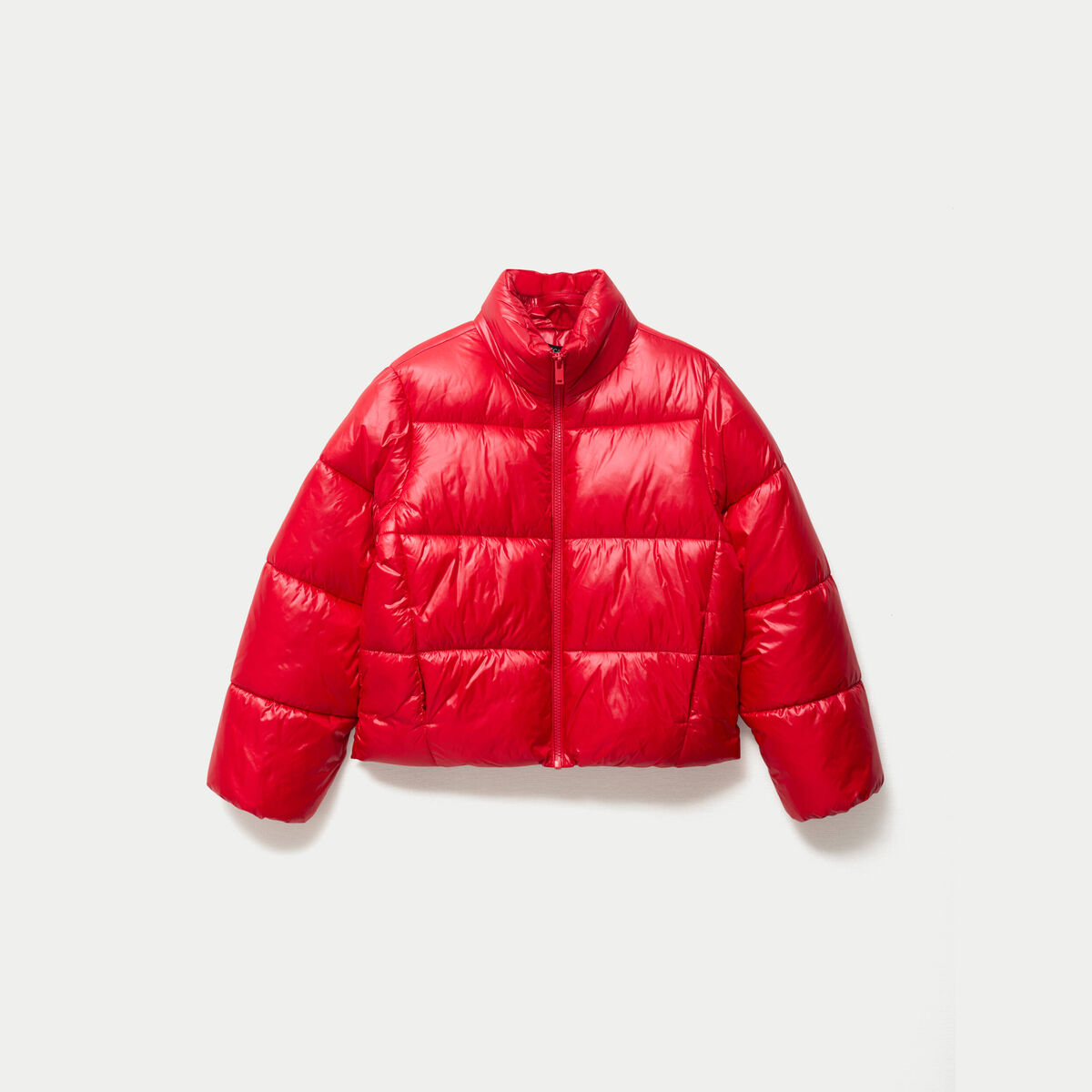 Doudoune col montant bas resserr&eacute; rouge femme