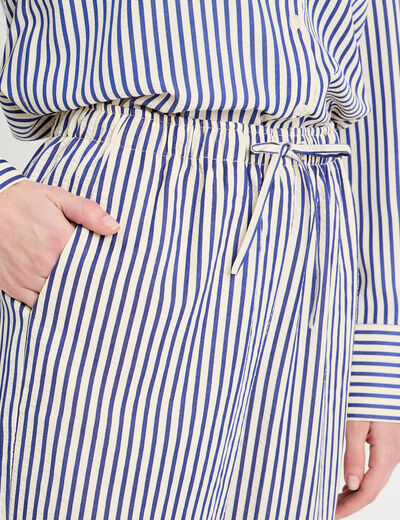 Pantalon large bleu marine femme