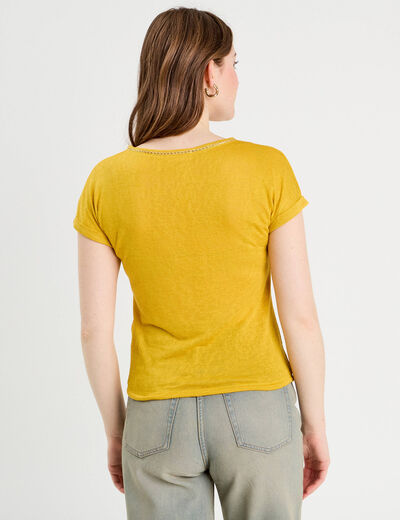 T-shirt détail noeud jaune citron femme