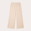 Pantalon large brodé taupe femme