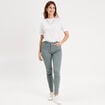 Jeans slim 5 poches vert fonc&eacute; femme