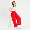 Pantalon large fluide rouge fluo femme
