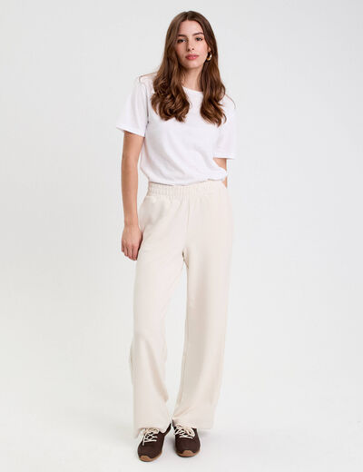 Jegging fluide taille standard ecru femme