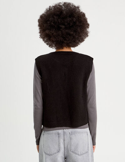 Gilet sans manches noué noir femme
