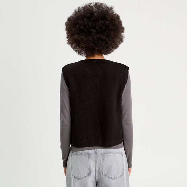 Gilet sans manches noué noir femme