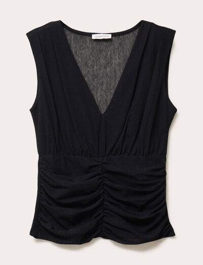 débardeur ajusté court col v noir femme