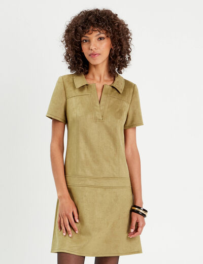 Robe évasée suédine vert clair femme