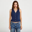 Gilet ajust&eacute; sans manches col rond bleu femme
