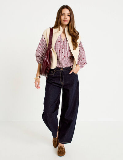 Veste sans manches effet polaire ecru femme