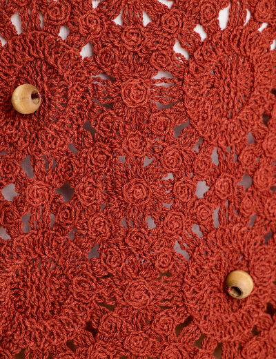 Gilet noué effet crochet marron cognac femme