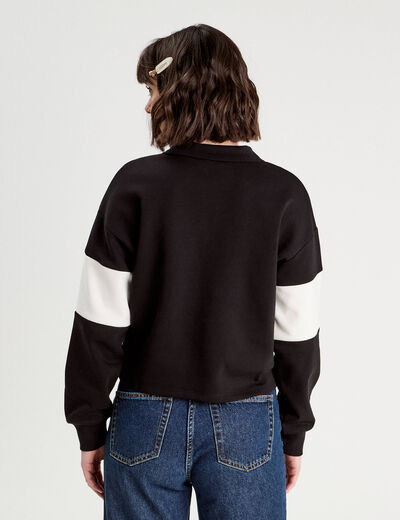 Polo manches longues noir femme