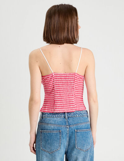Débardeur cropped bretelles rose framboise femme