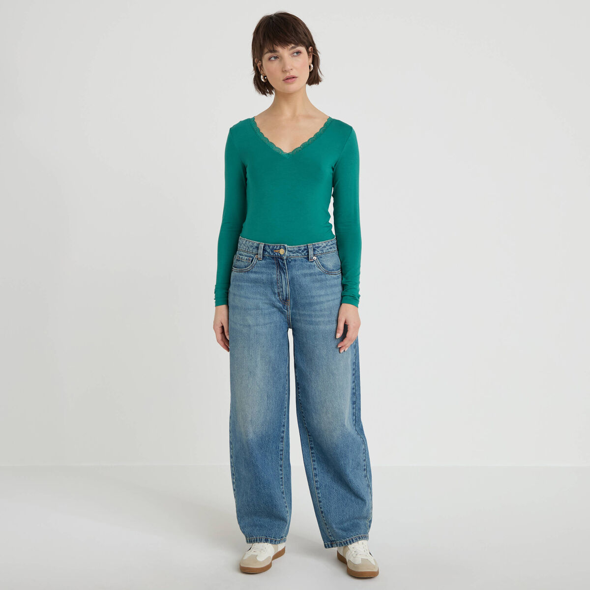 T-shirt manches longues vert &eacute;meraude femme