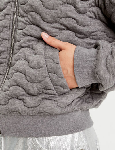 Veste matelassé zippé gris clair femme