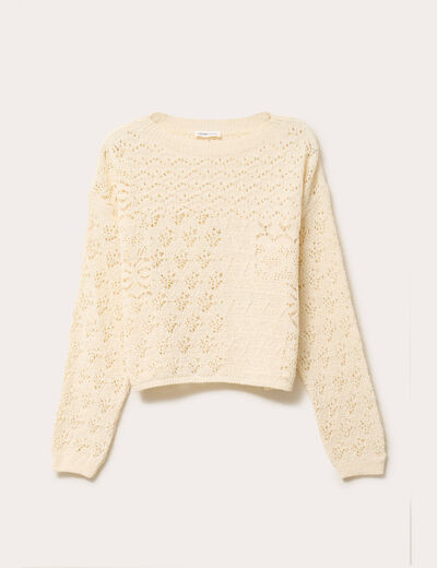 Pull manches longues ecru femme