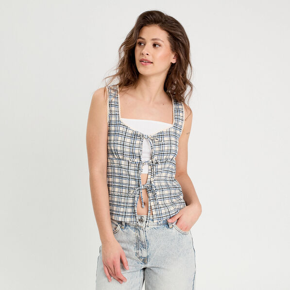 Débardeur avec noeuds blanc femme