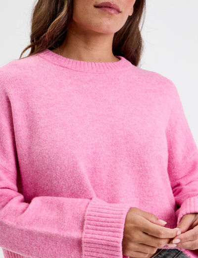 Pull cropped manches longues rose femme
