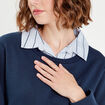 Sweat effet 2-en-1 chemise bleu marine femme