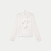 Blouse droite col montant dentelle ecru femme