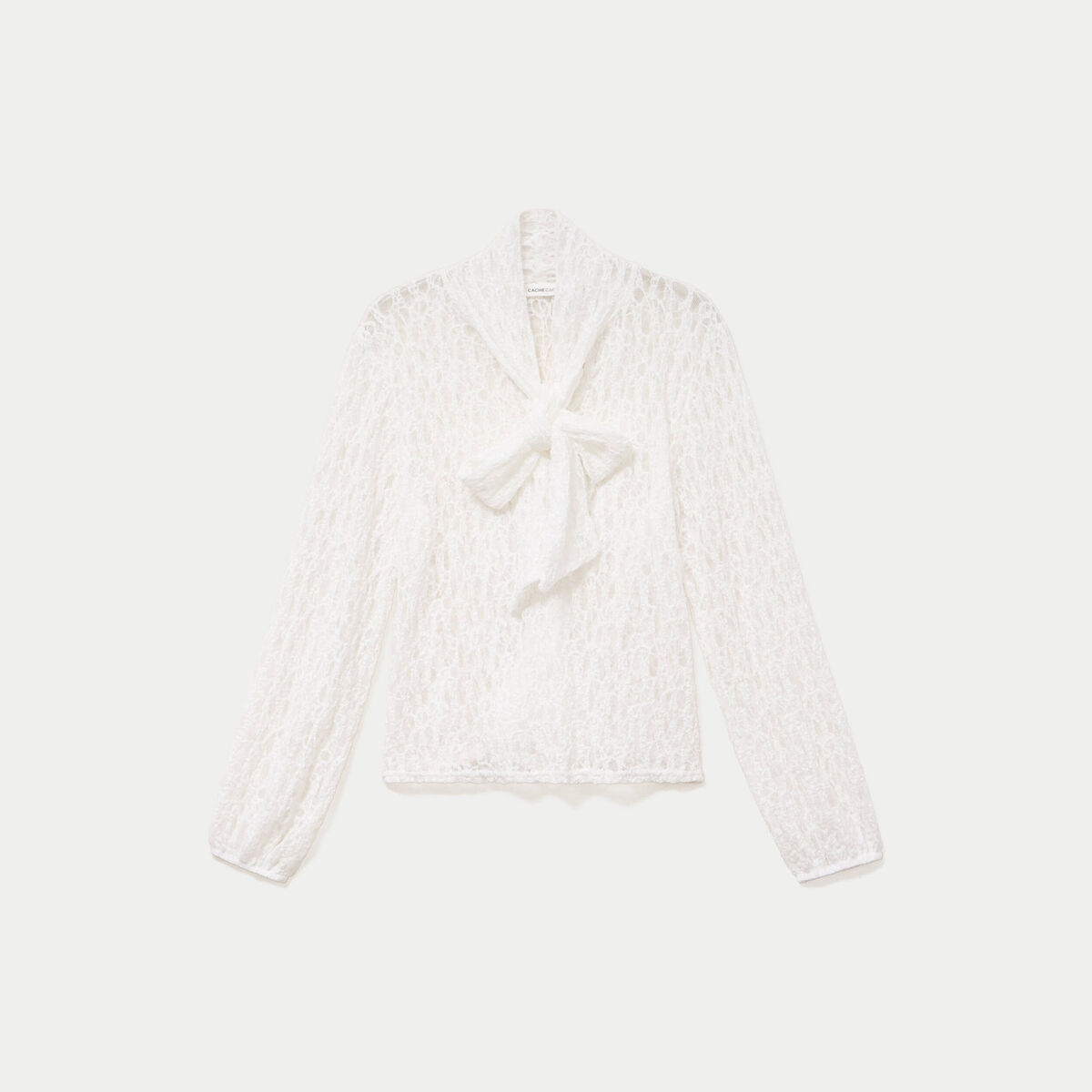 Blouse droite col montant dentelle ecru femme