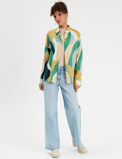 Chemise manches longues vert femme
