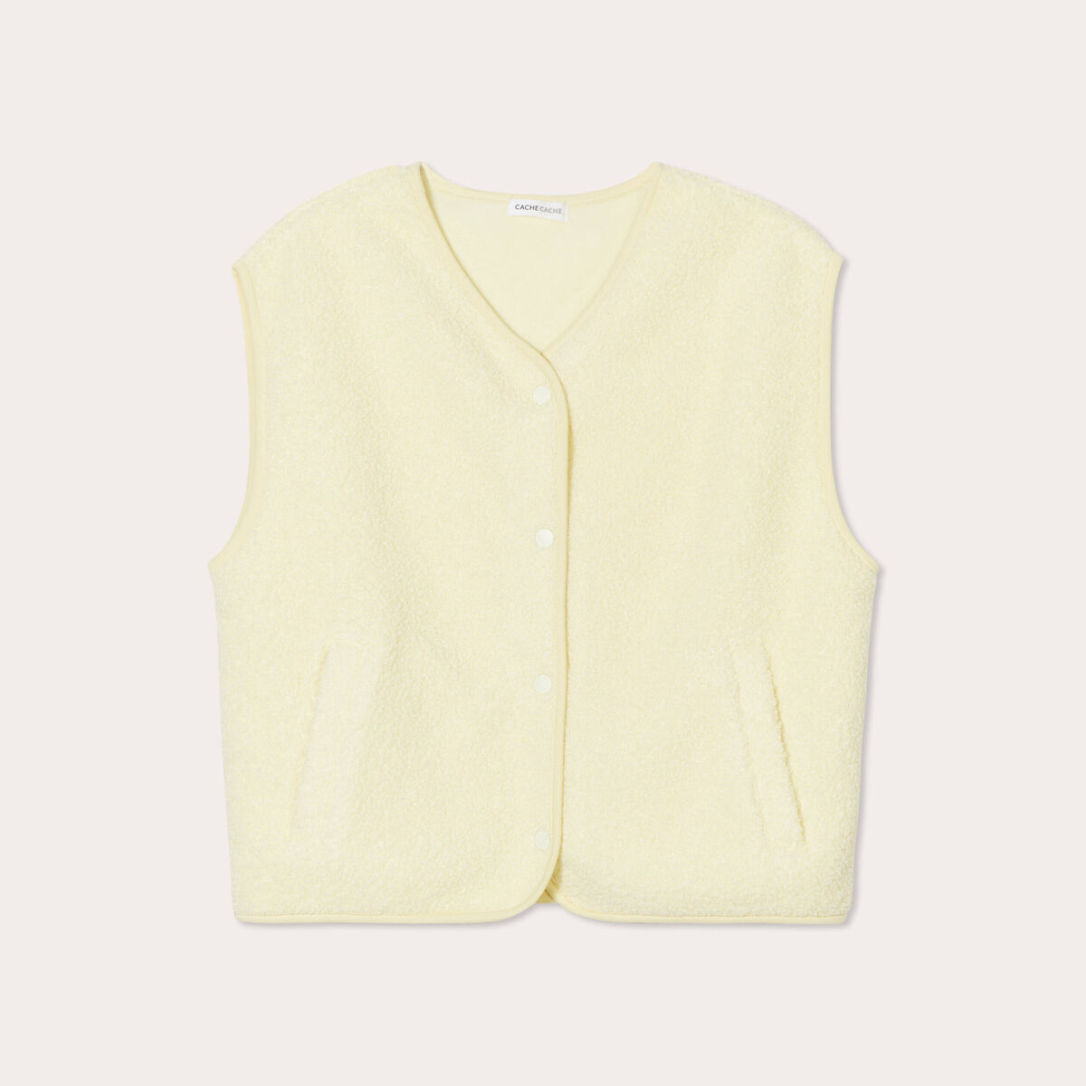Gilet polaire sans manches jaune clair femme