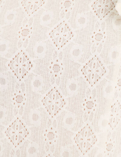 Blouse brodée avec volants ecru femme