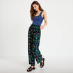 Pantalon large taille standard pliss&eacute; noir femme