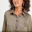 Chemise manches longues satin jaune femme