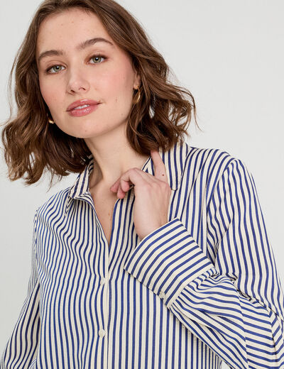 Chemise manches longues bleu marine femme