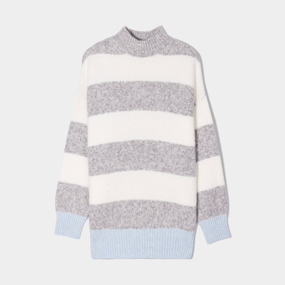 Pull col montant gris clair femme