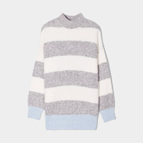 Pull col montant gris clair femme
