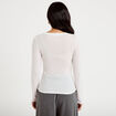 T-shirt ajust&eacute; col rond manches longues ecru femme