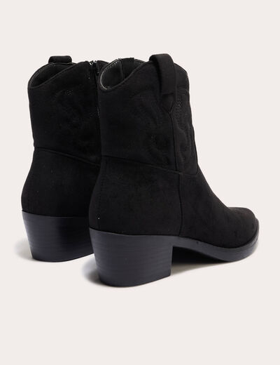 Bottines western suédine noir femme