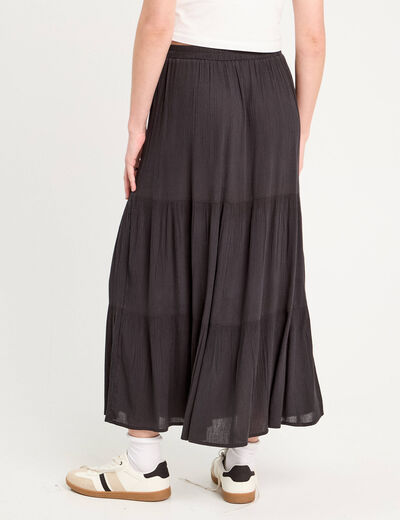 Jupe longue évasée noir femme