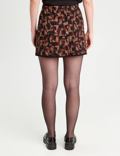 Jupe droite matelassée marron cognac femme