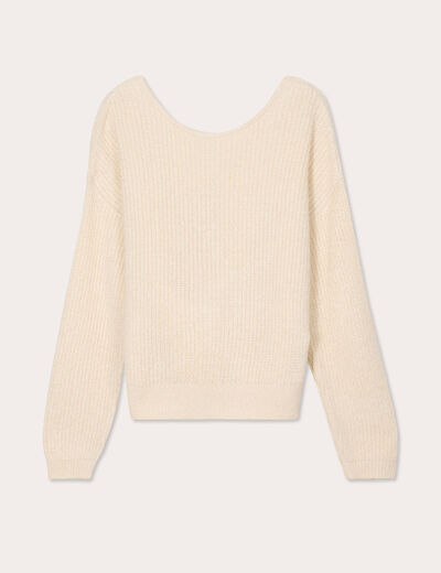 Pull avec col bateau ecru femme