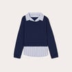 Sweat effet 2-en-1 chemise bleu marine femme
